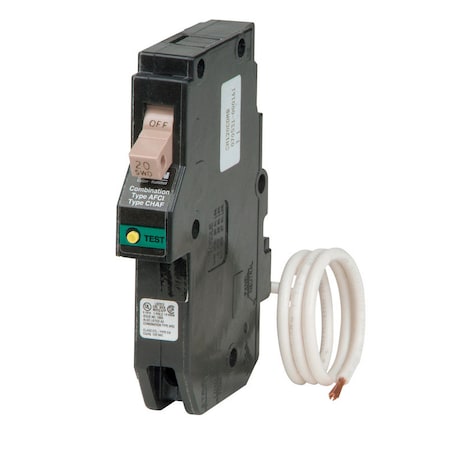 Eaton Cutler-Hammer Combination Circuit Breaker, CHF Series, 20A, 1 Pole, 120/240V AC, 10kA CHFCAF120